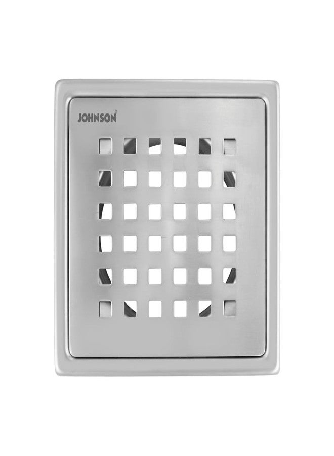 Johnson Bathrooms Johnson Rio 6x6 inches Square Floor Drain | SS304 Grade Floor Trap Jali/Drain Cover| Anti-Rust, Matt/Satin Finish | 2 Year Warranty (T7181S2 - Stainless Steel) - Image 1